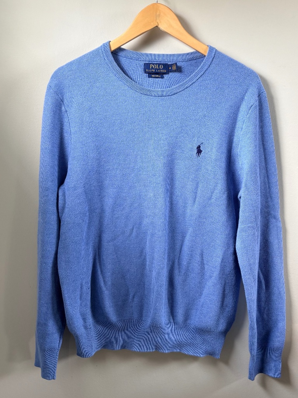 Ralph Lauren Blue Pima Cotton Crewneck Sweater